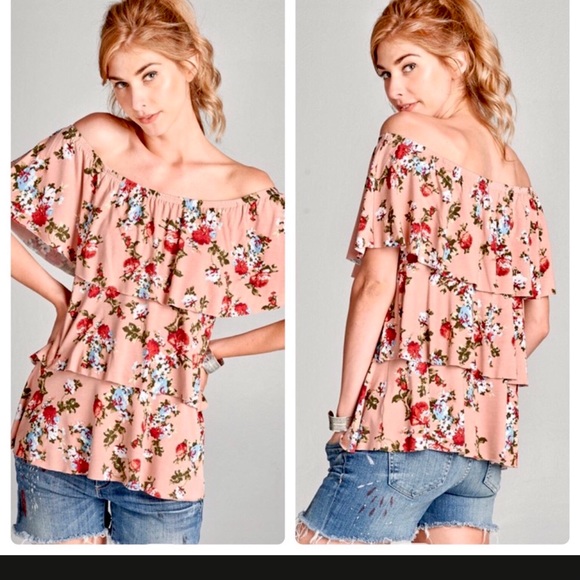 NEW FLORAL OFF SHOULDER TOP!! MADE IN USA!!! - Picture 2 of 5